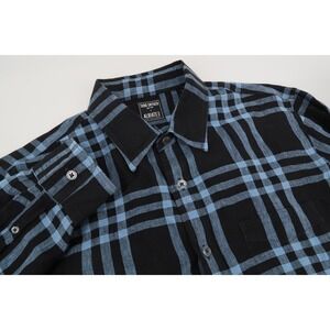 Todd Snyder x Albiate Linen Long Sleeve Shirt Black Blue Mens Large Italian